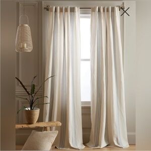 NWT Quince Coastal Stripe Linen Cotton Room Darkening Curtain 48x96